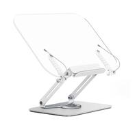 Aliaga Soporte acrílico ajustable para libros con base giratoria de 360° y clips de página, escritorio para libro de cocina, partituras
