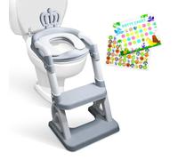 ALIAL,Asiento de Entrenamiento con Escalera 2 en 1, Consejos de Entrenamiento, Tabla y Pegatinas de Recompensa para Niños y Niñas Pequeños. Adaptador de Inodoro Plegable con Escalera