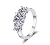 Alianza de boda de moissanita para mujer, anillos de eternidad, anillos de boda de moissanita para mujer, anillo de plata de ley, anillo de aniversario, anillo chapado en oro blanco, 15