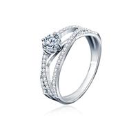 Alianza de boda de oro blanco para hombre, anillo de compromiso con diamante blanco de 4 puntas de 0,5 quilates cultivado en laboratorio, R 1/2, Oro blanco de 18 quilates, Diamante sintético