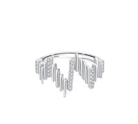 Alianza de boda de plata, anillo de plata de ley 925 con circonitas cúbicas irregulares, líneas verticales irregulares, forma redonda, ajuste cómodo, R 1/2, Zirconia cúbica