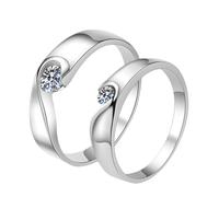 Alianza de boda para hombre, oro blanco de 14 quilates, rompecabezas de corazón, con diamante creado en laboratorio de 0,3 quilates (D, VVS1-VVS2), talla K 1/2, Diamante creado en laboratorio