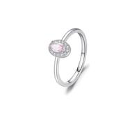 Alianza de boda para mujer, diseño de halo, anillos de promesa de oro blanco de 9 K/14 quilates, ovalado, joyería de moda para esposa, Q 1/2, Cristal Moissanita