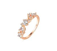 Alianza para mujer, anillo de boda para mujer, ovalado y pera, con circonita cúbica blanca, ideas de regalos para mujer, 54, Cobre, Cubic Zirconia
