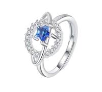Alianzas Boda,Anillos De Plata De Ley 925 para Mujer, Anillo con Piedra Preciosa De Piedra Natal De Estrella Y Circonita Cúbica, Anillo De Bodas Solitario, Anillo Llamativo De Planeta, Regalos De J