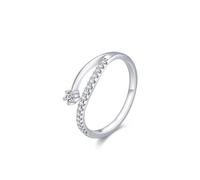 Alianzas de boda, anillo de propuesta de matrimonio, diseño simple de estrella con diamante redondo de 0,1 quilates, oro blanco y platino, talla 54 (17,2)