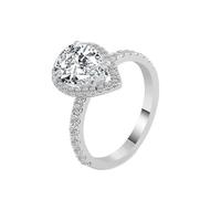 Alianzas de boda de moissanita, anillos de compromiso para mujer, oro blanco de 9 quilates, banda de lágrima a la moda, T 1/2, Moissanita