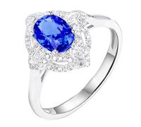 Alianzas de boda de oro blanco de 18 quilates, zafiro creado en laboratorio ovalado de 4 puntas con zafiro y diamante de 1,28 ct, número sólido no chapado, popular para señor, graduación, joyas, 20