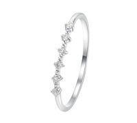 Alianzas de boda para mujer, anillo de aniversario de 0,045 quilates, 6 diamantes redondos de moissanita, diamantes creados, oro blanco de 18,1 quilates, H 1/2, Oro blanco de 18 quilates, Diamante