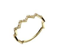 Alianzas de boda para mujer, anillo de boda para mujer, forma de onda con circonita cúbica, oro amarillo de 18,1 quilates, P 1/2, Oro amarillo de 18 quilates, Zirconia cúbica