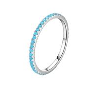 Alianzas de boda para mujer, anillo de compromiso de oro blanco de 9 K/14 quilates con forma redonda azul turquesa con caja de joyería, P 1/2, Turquesa