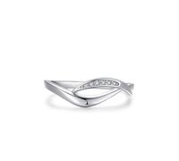 Alianzas de la amistad, diseño de novias con líneas trenzadas y diamantes redondos, oro blanco de 9 quilates, talla 50 (15,9)