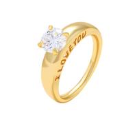 Alianzas de oro amarillo de 9 K/14 K/18 K, joyas auténticas con moissanita, "I love you", oro solitario Au 375/585/750, anillos para parejas, tallas 47-65, Oro amarillo 585 de 14 quilates, Moissanita