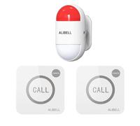ALIBELL Kit de Alarma de Sirena Estroboscópica Remota,Sistema de Alarma de Pánico 120dB (Funciona con Batería y Plug-in Alimentación),Sistema de Seguridad de Emergencia para Hogar/Tienda/Fábrica