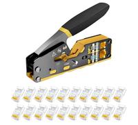Alicate Electricista Crimpadora terminales electricos Cortante de Exedentes + 20 Conectores RJ45