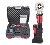 Alicate hidráulico eléctrico alimentado por batería Herramienta de crimpado eléctrica recargable Potente crimpadora de cable incluida 11 pares de troqueles (16-300 mm²) con 2 baterías