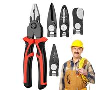 Alicates combinados, pelacables | Alicates de reparación de destornilladores 5 en 1, herramienta de mano de acero intercambiable, alicates, alicates multifuncionales, resistentes, para pelar, cortar y