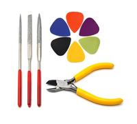 Alicates cortadores de cuerdas para guitarra y bajo con limas de tuercas y púas, accesorios para extractor de alambre de traste