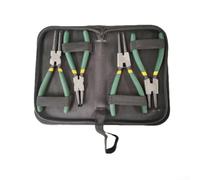 Alicates de clip para círculos, tipos de nariz recta y doblada de 7 pulgadas para circlips, construcción de acero resistente, puntas pulidas y agarres ergonómicos antideslizantes (4 piezas con bolsa