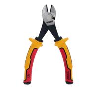Dewalt Alicates de corte diagonal VDE de 160 mm, dureza aproximada: 61 ± 2 HRC y profundidad de 1,5 ± 0,5 mm. El diseño de alto apalancamiento aumenta la fuerza de la mandíbula. Un borde de óxido