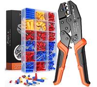 Alicates de crimpado, juego de herramientas de crimpado para terminales de cables aislados, alicates de crimpado de trinquete Preciva con conectores de crimpado de anillo de pala aislados 0,5-6 mm²