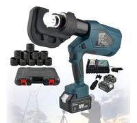 Alicates de crimpeado hidráulicos de 16-400 mm², alicates de crimpeado eléctricos de 120 kN, 2 baterías, pantalla digital LED, tiempo de crimpeado: 6-18 s, con 12 matrices,A