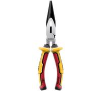 Dewalt Alicates de punta larga VDE de 200 mm, dureza aproximada de 61 ± 2 HRC y profundidad de 1,5 ± 0,5 mm.
