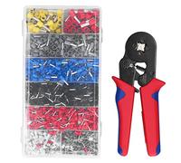 Alicates de engaste autoajustables, herramienta de engaste de terminales con juego de 1200 férulas para cables de 0,25-10 mm², mango ergonómico y caja de almacenamiento compacta pa