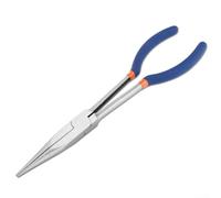 Alicates de largo alcance de 11 pulgadas, punta de aguja recta con agarre dentado para uso en espacios reducidos, reparaciones automotrices, fontanería e instalación de maquinaria (recto)