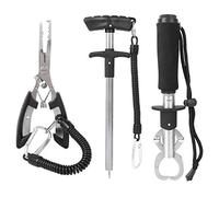 Alicates de pesca de acero inoxidable y soporte de agarre de pescado y removedor de anzuelo, kit de herramientas de combinación de pinzas de pesca para juego de herramientas de pesca en barco de mar