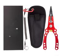 Alicates de pesca de aluminio de 19 cm, herramienta de corte de línea multifuncional, agarre ergonómico de control de peces para Shimano para equipo Daiwa (rojo)