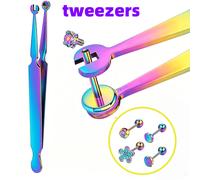 Alicates de pinza para piercings, pinzas para pendientes de nariz, herramienta para recoger aretes, pinza agarradora de bolas para piercings, pinzas de pinza para joyería de repuesto de barra