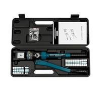 Alicates de prensa hidráulicos de 16 toneladas, crimpadora para terminales de cobre y aluminio, con cabezal de prensado giratorio, 11 insertos de prensado de 16 a 300 mm², incluye caja de plástico