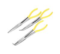 Alicates de punta de aguja larga 3pcs Pinzas de acero al carbono extra largas con punta recta doblada Electricistas Craft Hobby Tool Set