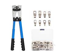 Alicates de Terminals Herramienta de Crimpado+ 60 terminales AWG 10-0, 6/10/16/25/35/50 mm², pinza para electricista con mango antideslizante