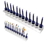 Alicates Hackle para Atado de Moscas - Soporte de exhibición de señuelos de Pesca con 12 Ranuras con alicates Hackle - Base acrílica Transparente y 12 Clips de Gancho para Herramientas de Atado de