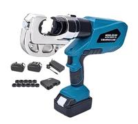 Alicates HidráUlicos Crimpado EléCtricos Recargables 2X4Ah, Herramienta Crimpado Cables EléCtricos, MáQuina Crimpado Cables HidráUlica con Juego Matrices Y Estuche Transporte,EZ-400