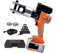 Alicates hidráulicos de 60 kN, 18 V/4,0 Ah, recargables, con rotación de 360° para terminales de cables de cobre/aluminio de 16-300 mm².