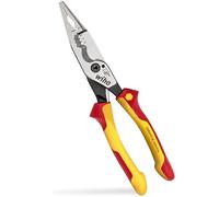 Alicates multifuncionales Wiha para electricistas 8 en 1 I Crimpado, pelado, corte, agarre, desbarbado, doblado, fijación, corte de tornillos (45705)