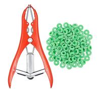 Alicates Para Castración de Animales,Alicates de CastracióN de Acero Inoxidable con 100 Anillos de Goma,Equipo Flexible de Castración Para Ganado Porcino, Vacuno, Ovino Caprino (Colores Aleatorios)