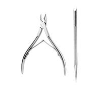 Alicates para cutículas y uñas, de acero inoxidable, para pedicura, tijeras para cutículas, herramientas de manicura, juego de 3 unidades, color A y plateado.
