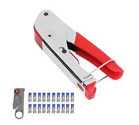 Alicates para Engastar, Pelacables y Crimpadora, Acero y ABS - Uso Preciso, Ajuste Fácil y Duradero para RG58 / 59/62 / 6, Kit Completo para Conexiones Coaxiales