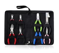 Alicates para hacer joyas, juego de 8 piezas con punta de aguja, punta redonda, nariz doblada, pinza de mandíbula de nailon y cortadores de alambre para bricolaje y trabajos de manualidades finas