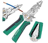 Alicates pelacables 14 en 1 con función de medición de corriente, alicates multifuncionales, barra de electricista, pinzas para cables, probador de tensión 12-250V AC/DC para pelar, bobinar (verde)