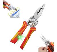 Alicates Pelacables 9 en 1 Con Función de Medición de Corriente, Pelacables Con Función de Medición de Electricidad, Pelacables Multifuncional,Para Pelar, Prensar, Cortar, Tirar, Bobinar, Dividir