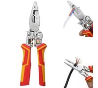 Alicates Pelacables 9 en 1 Con Función de Medición de Corriente, Pelacables Con Función de Medición de Electricidad, Pelacables Multifuncional,Para Pelar, Prensar, Cortar, Tirar, Bobinar, Dividir