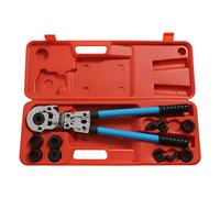 Alicates Prensadores de Tuberías 6T Prensa Multicapa 55-74cm 360 ° Maquina Multicapa 45mm Carrera Diseño de Trinquete con 9 Moldes y llave Allen para Tubos PEX, Tubos PB