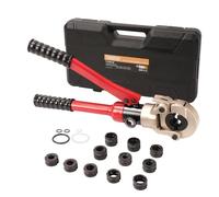 Alicates Prensadores de Tuberías TEENO Juego de Pinzas de Prensa Profesional con 12 Contorno, para Conexiones de Tubería con Matrices TH y U Φ16/ 20/26/ 32mm,V Φ15/18/22/28 mm para Tubo PEX, Compuesto