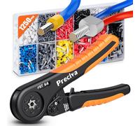 Alicates Terminales hexagonal,Preciva Alicate hexagonal de trinquete ajustable,se utiliza para extremos de cable de 0.08-10 mm² con 1250 Pcs conector de cable