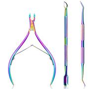 Alicates Uñas 3 Piezas, Removedor Corta Cuticulas de Profesional Cortador Empujador de Cuticulas Cortacuticulas Tijeras para Cutículas